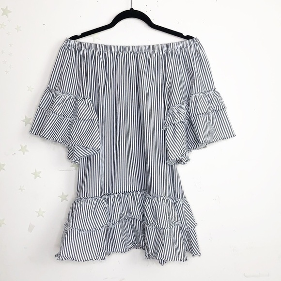 Zara off the shoulder striped tunic dress - Picture 6 of 12